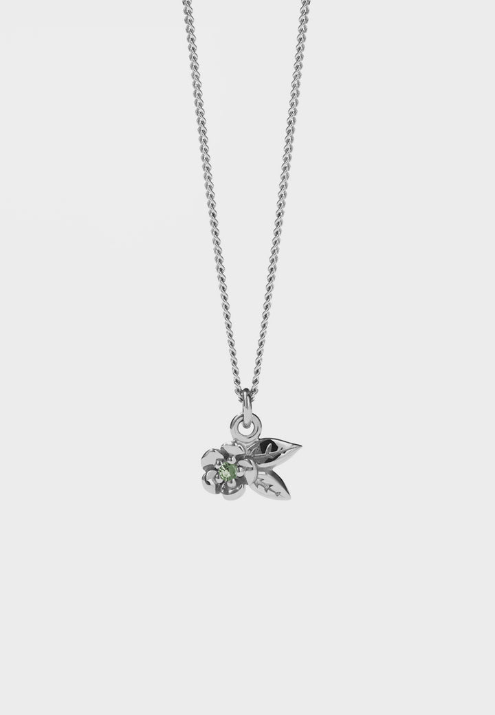 Alba Charm Necklace With Stone - silver/green sapphire