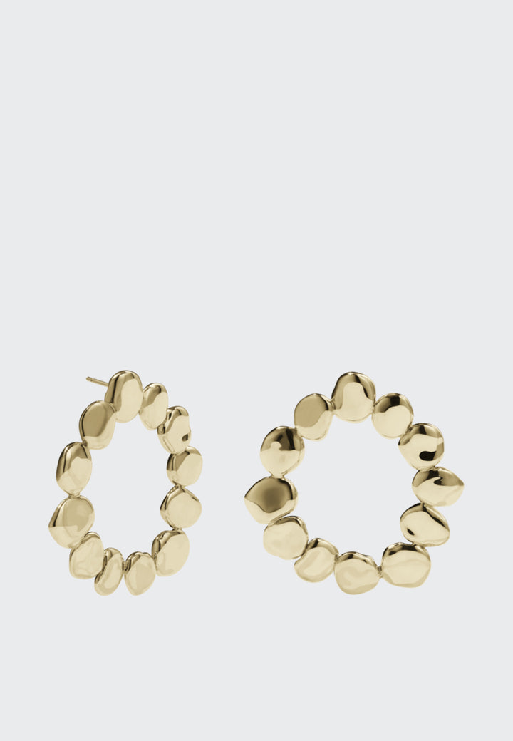 Pebble Disk Earrings - gold