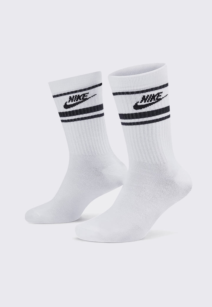 Everyday Essential Crew Socks 3 Pack - White/Black