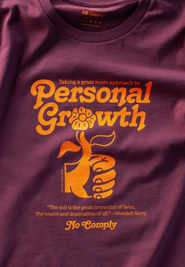 Womens Personal Growth T-Shirt - maroon/orange