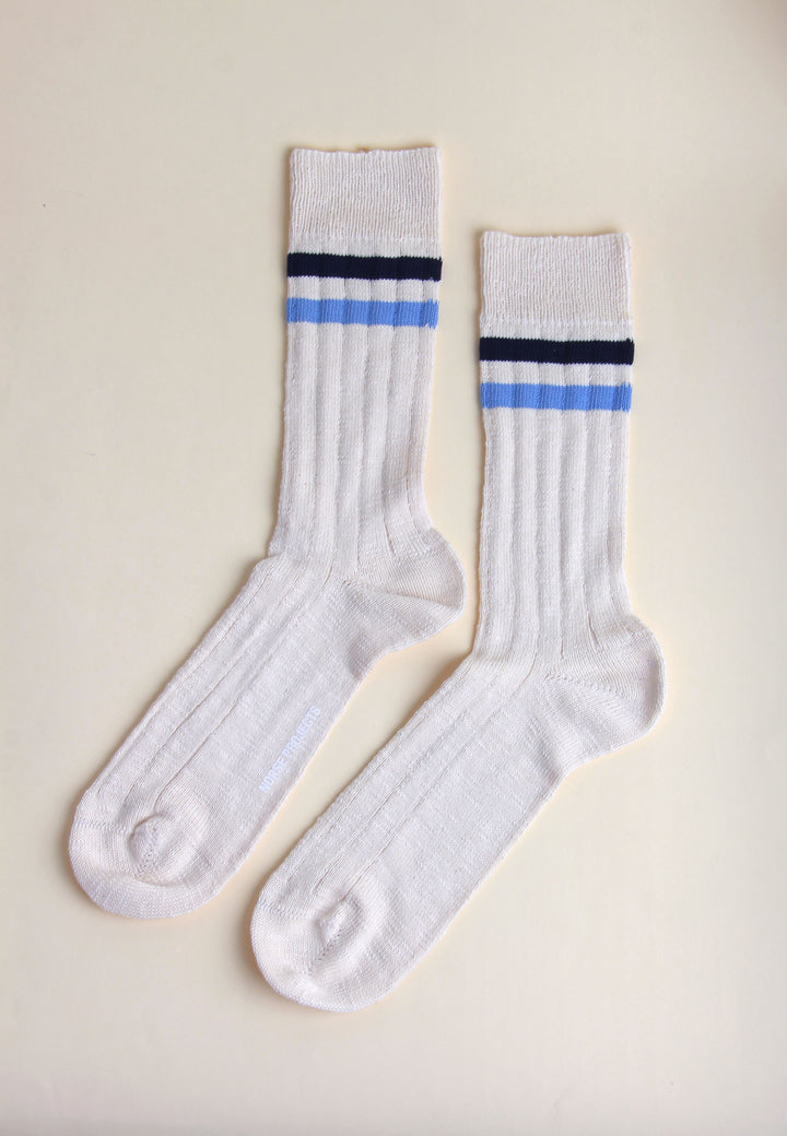 Bjarki Slub Stripe Socks - clouded blue