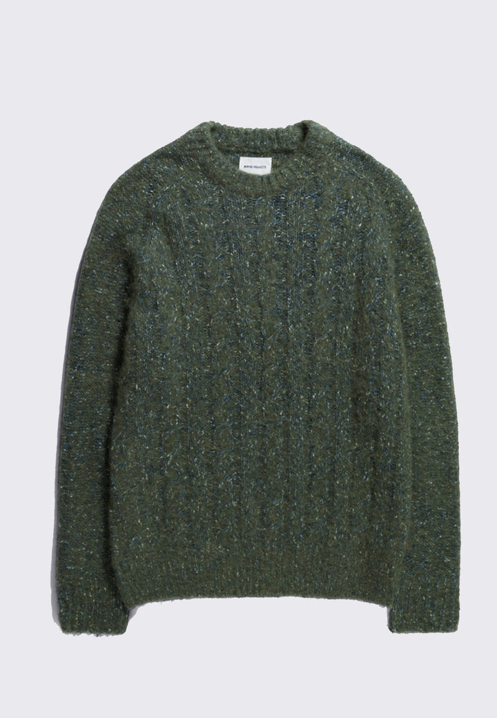 Ivar Cotton Alpaca Cable Sweater - Spruce Green
