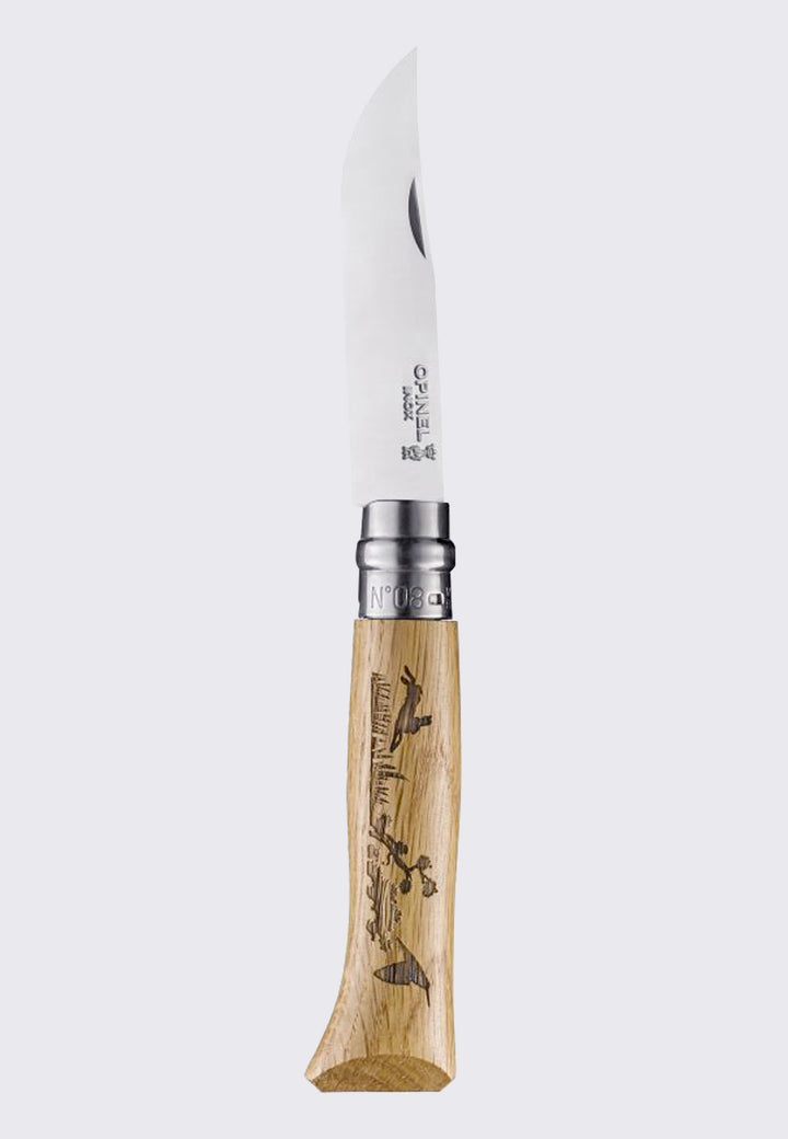 Engraved Animal Knife No. 8 - hare/lievre oak