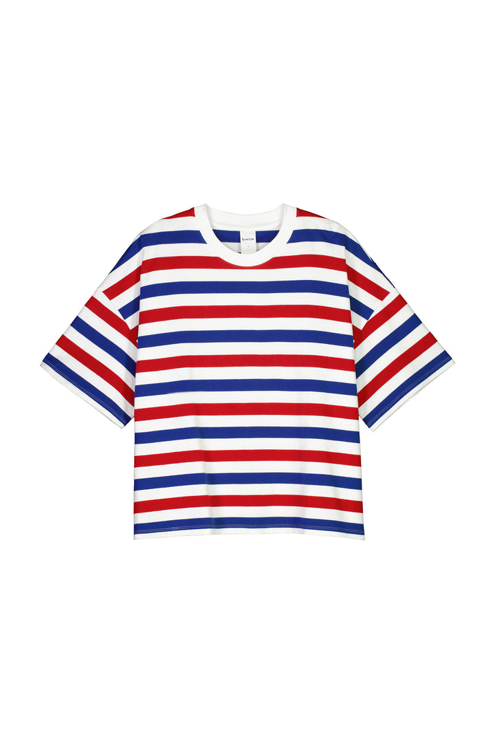 Oversized Boxy T-Shirt - red blue stripe