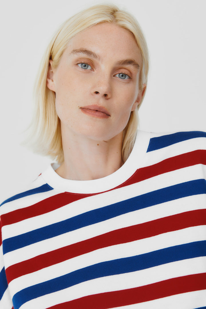Oversized Boxy T-Shirt - red blue stripe