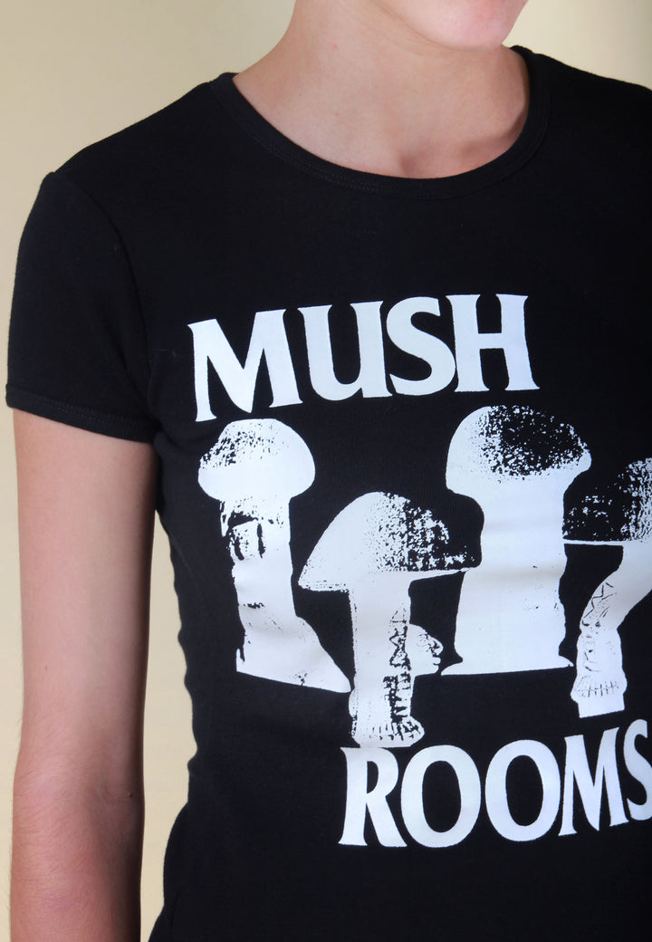 Sisi Mush Rooms Ribbed T-Shirt - black