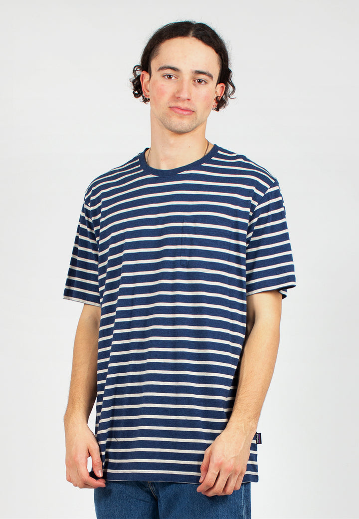 Squeaky Clean Pocket T-Shirt - stone blue stripe