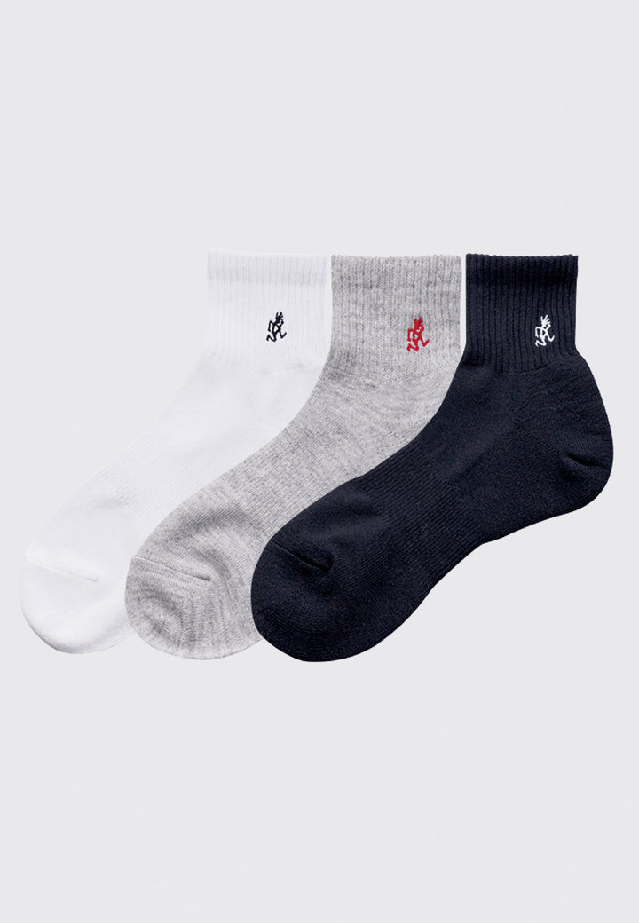 Basic Short Socks - 3 pack - white/grey/black