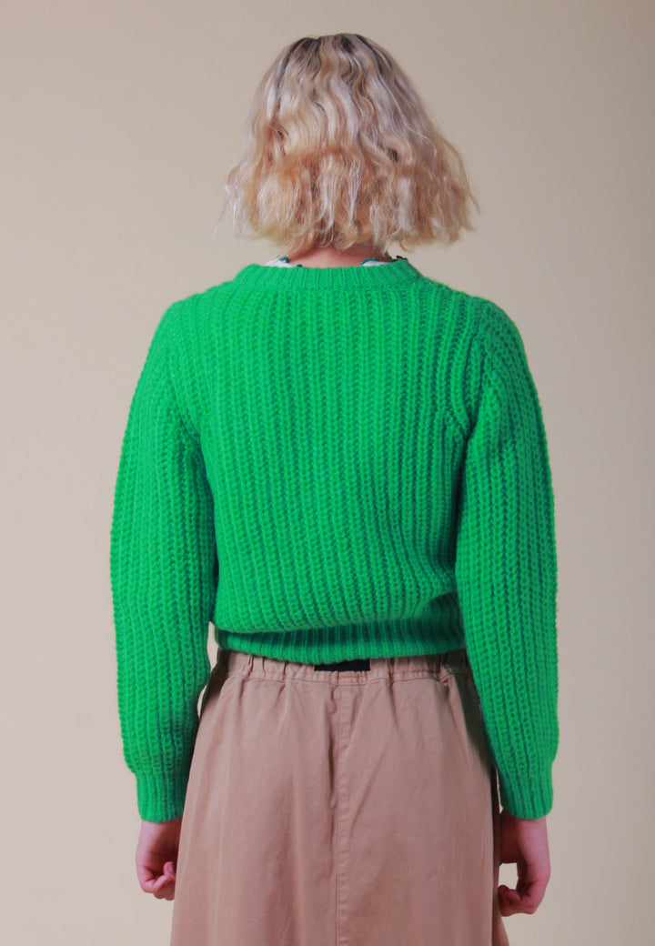 Fluffy Sailor Sweater - lime cordial