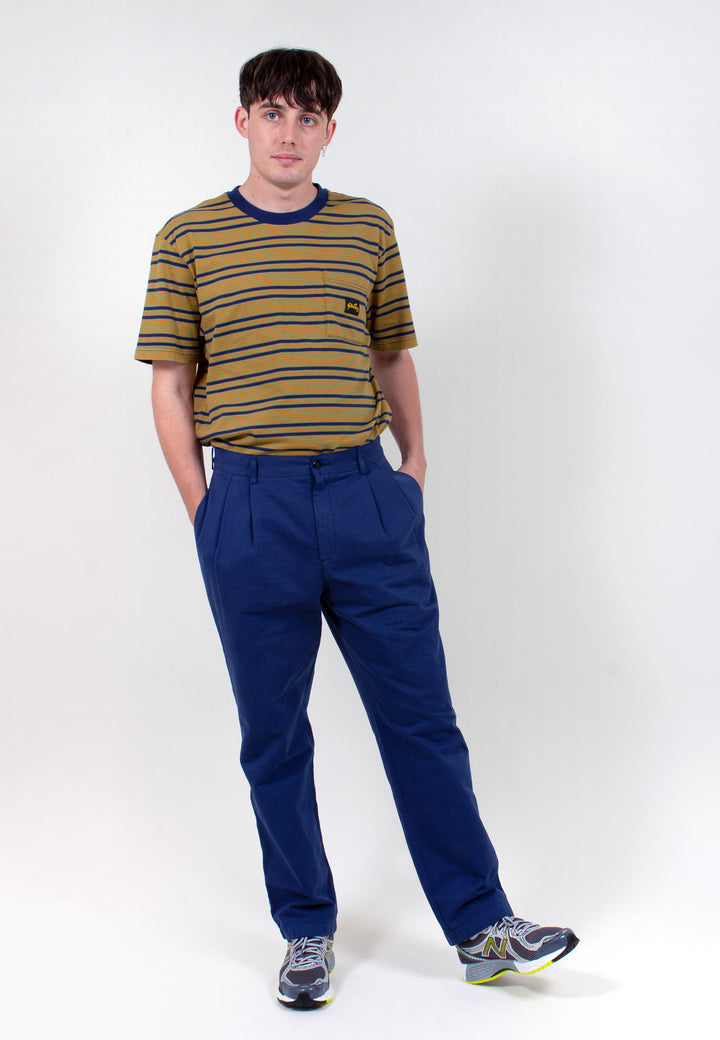 Yarn Dye Stripe Narrow T-Shirt - navy