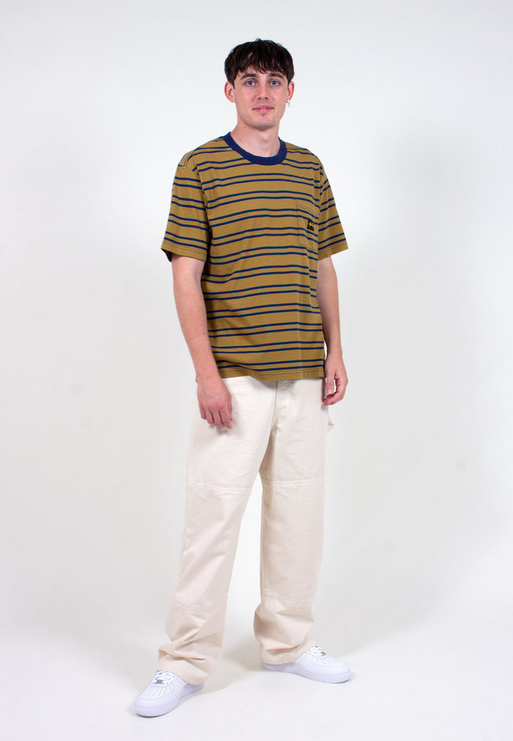 Yarn Dye Stripe Narrow T-Shirt - navy