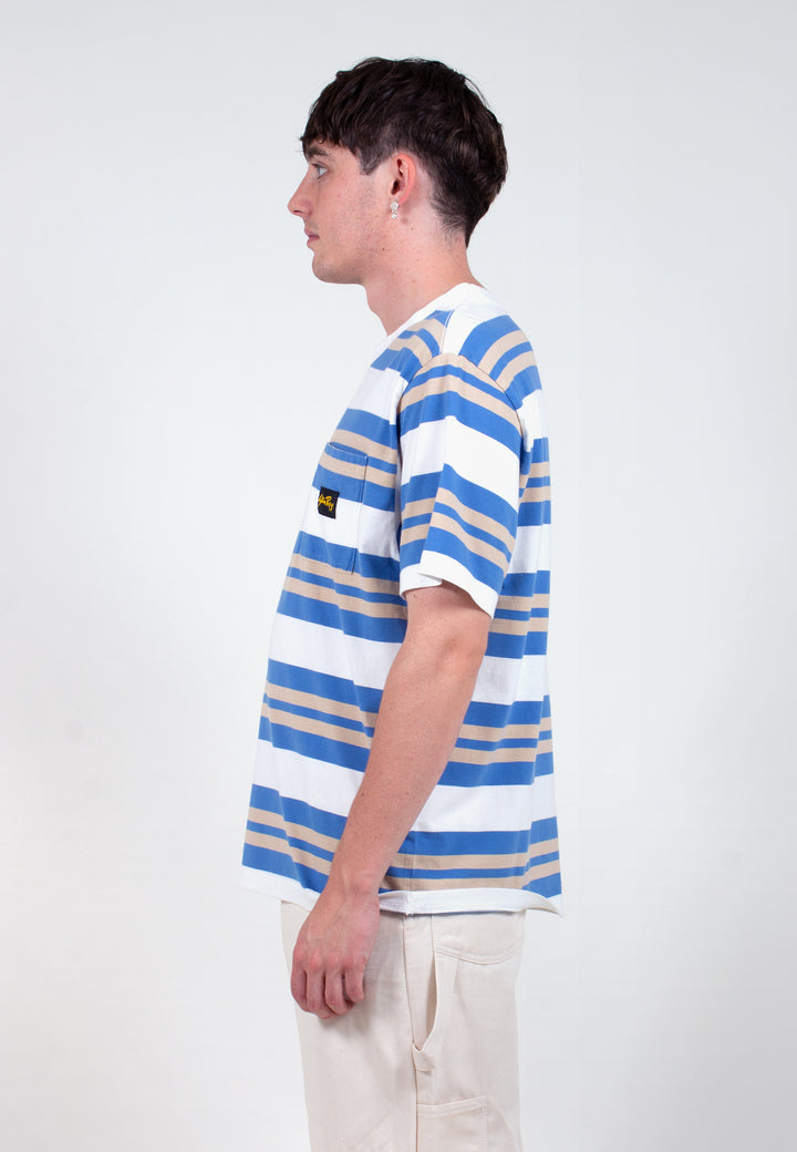 Yarn Dye Stripe Thick T-Shirt - clean blue