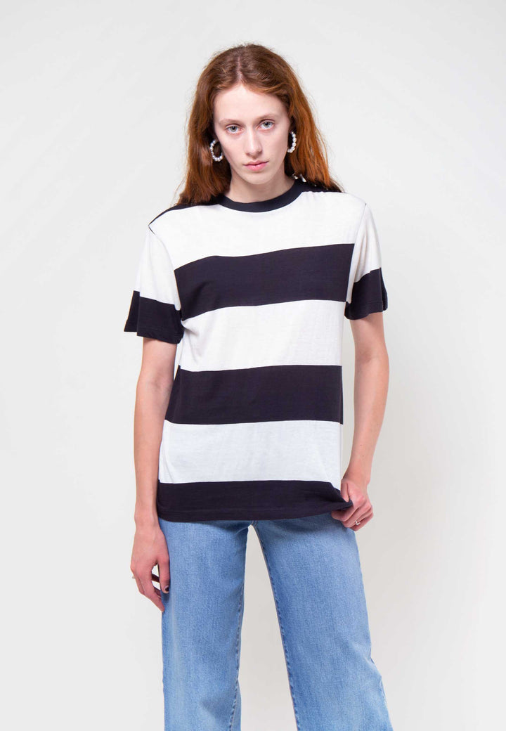 Tomboy Big Stripe T-Shirt - faded black